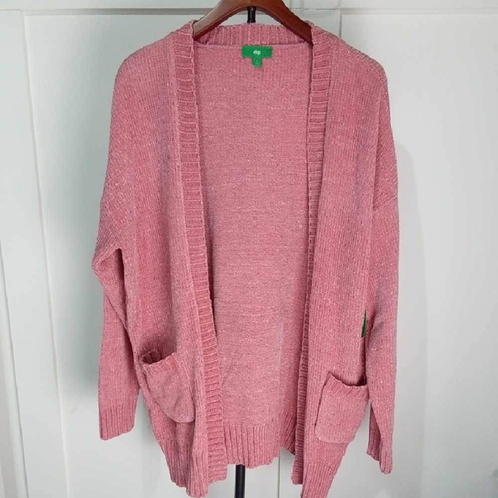 dip Pink Open-Front Chenille Cardigan